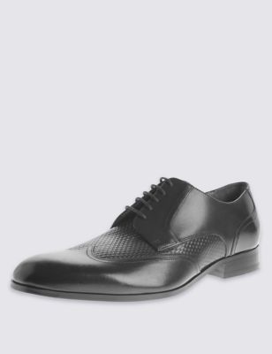 Leather Weave Mix Lace-up Shoes